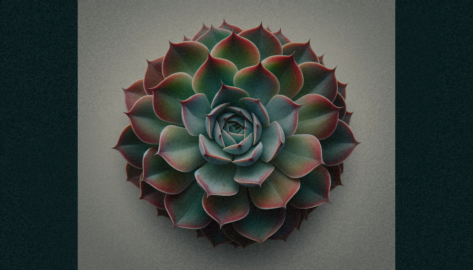 Echeveria mostrando su disposición de hojas en roseta y variedad de colores desde verdes hasta rojos.