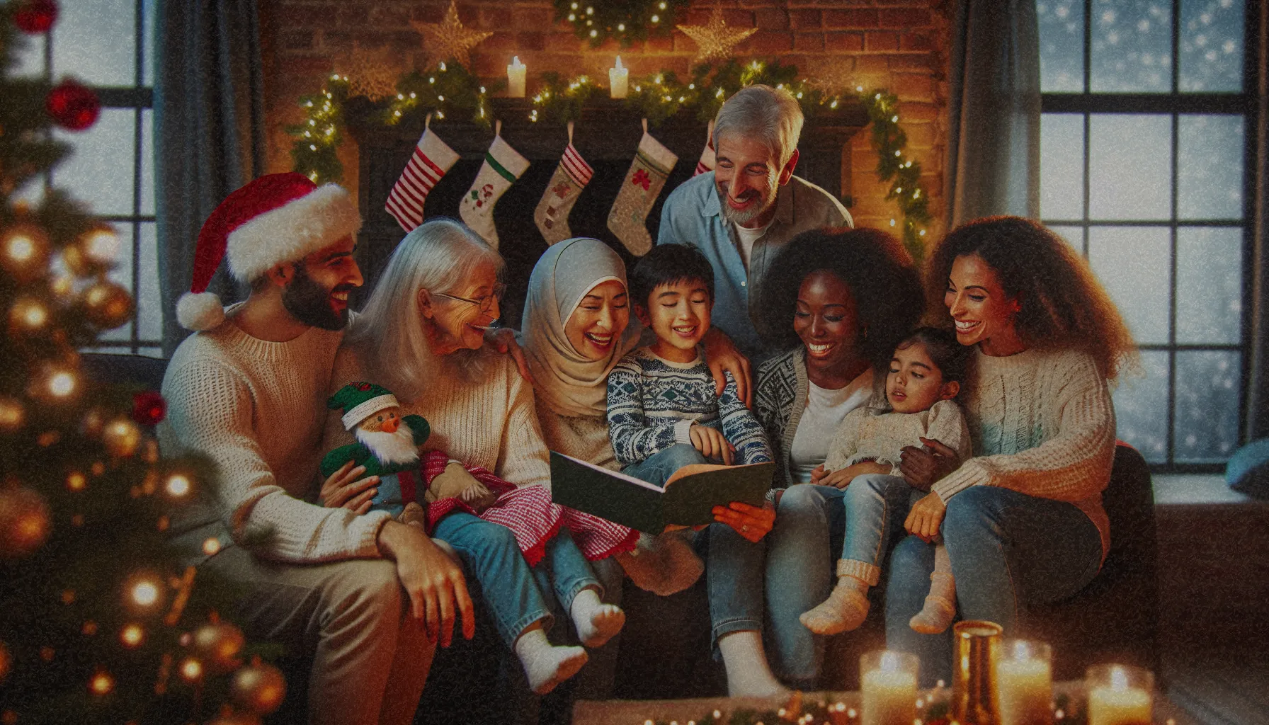 Una familia celebrando la Navidad junta, mostrando amor y unidad