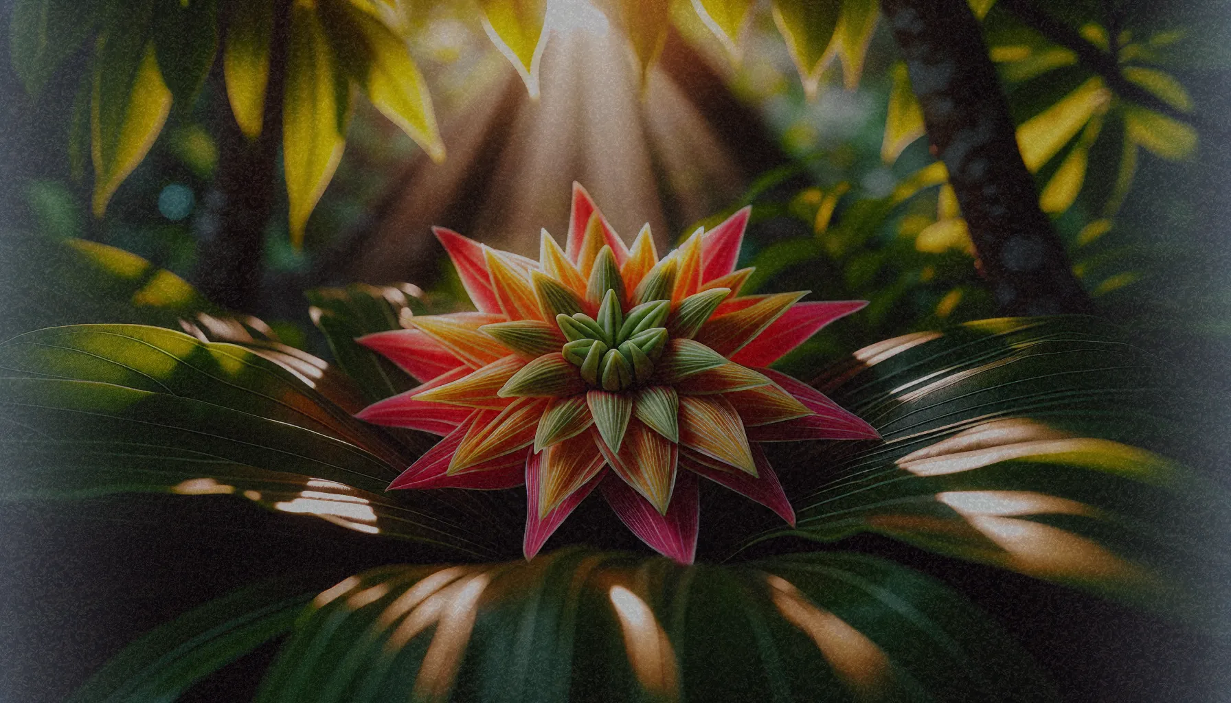 Flor de mayo en un jardín tropical, mostrando sus colores vibrantes y forma de estrella