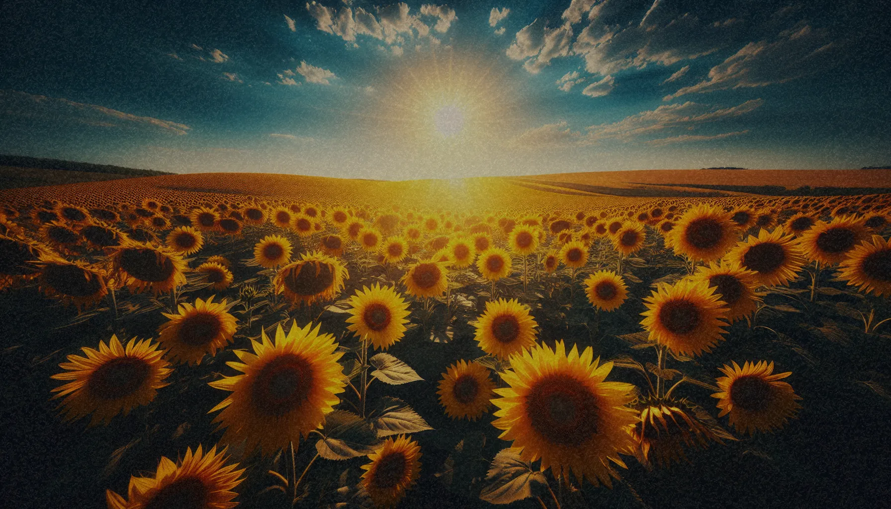 Un campo de girasoles en pleno florecimiento mostrando su vibrante color amarillo bajo el sol