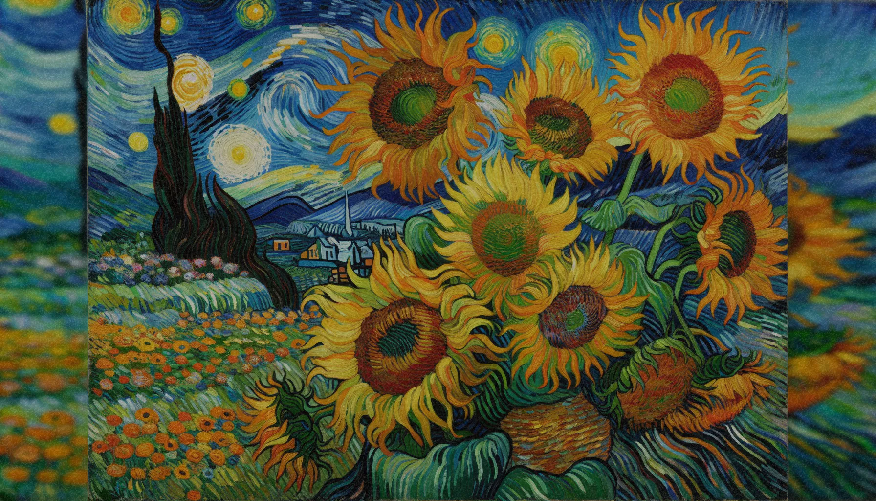 Pintura de girasoles de Vincent van Gogh, mostrando su característica vibrante y emotiva